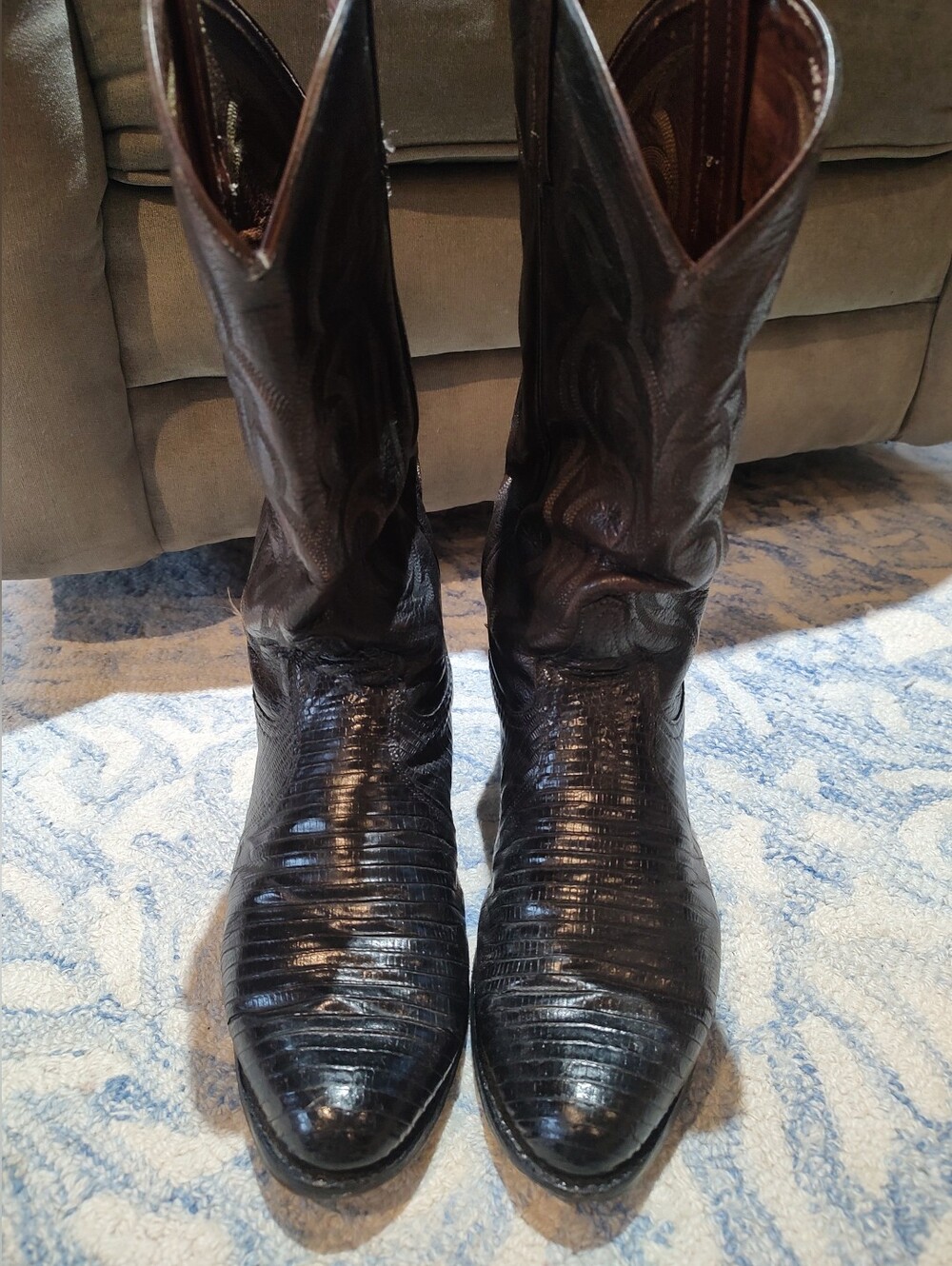 Tony Lama Men's Brown Black Lizard Western Boots Size 9.5D